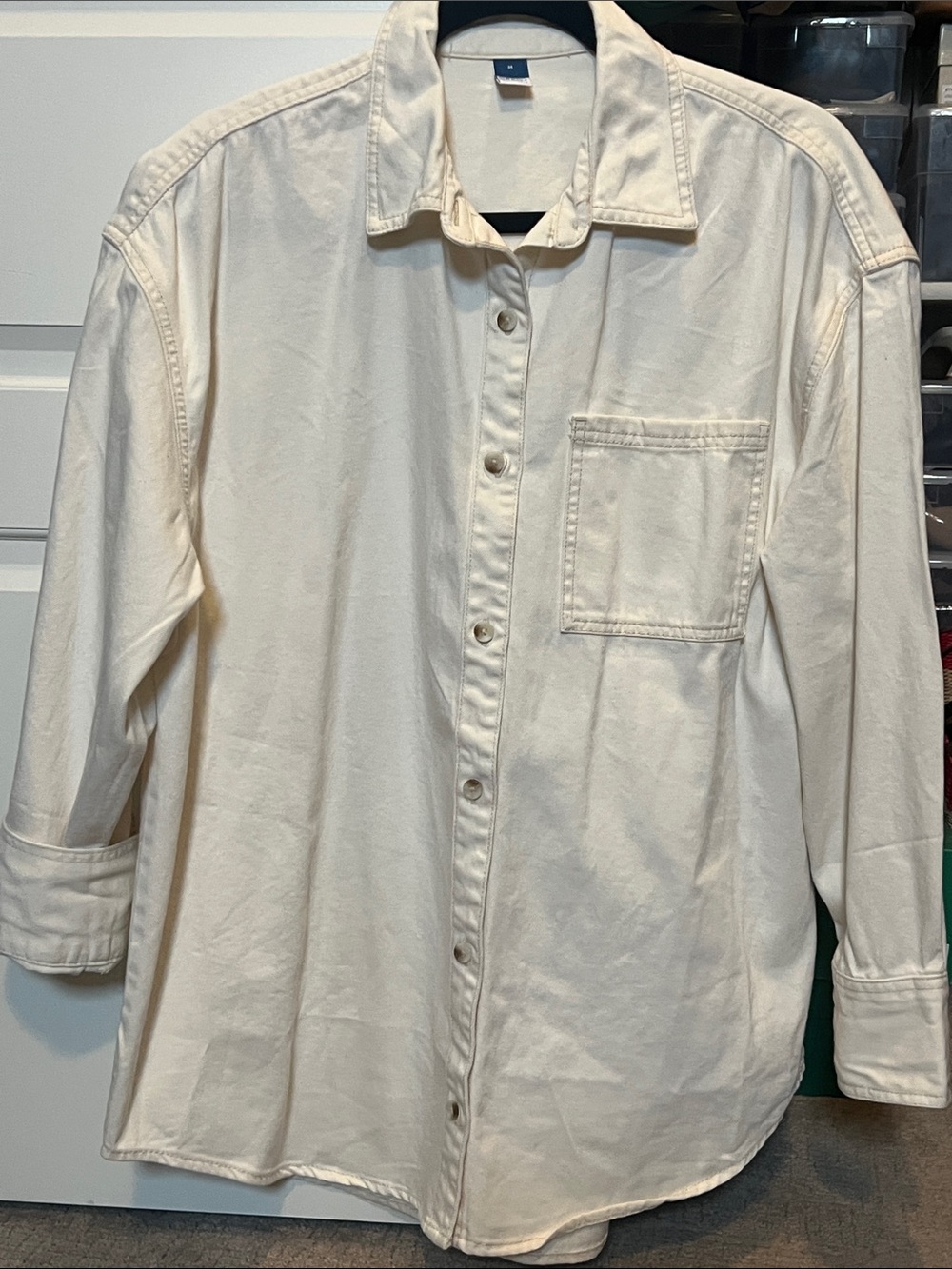 Old Navy Cream Button-Down Shirt - Women's Relaxed Fit
